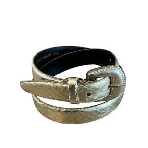 Vintage Leather Shop Gold Snake Skin Belt Size Small 80s 90s Glam Rocker Party